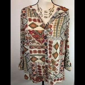 Dressbarn Multicolored Button-Up Top, size 2X